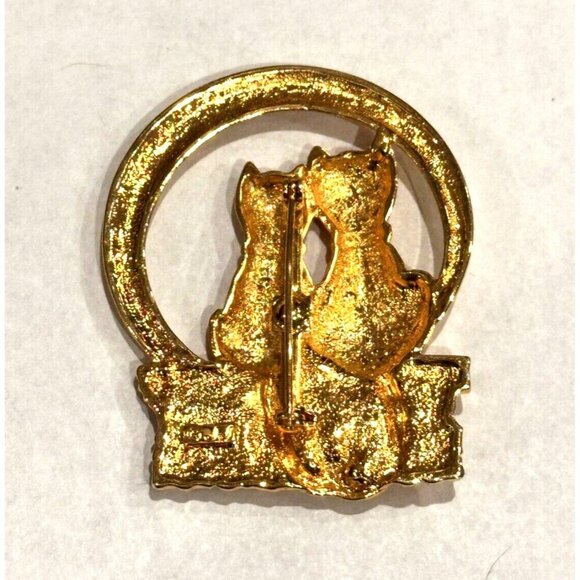 JJ JONETTE Pin Brooch Gold Cat Kitten Lovebirds Moon DOGS ARTICULATE TAIL LOT 3 - Picture 5 of 11